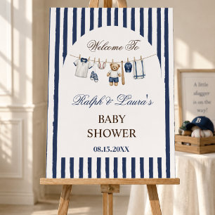 Baseball Bear Baby Shower Welcome Sign