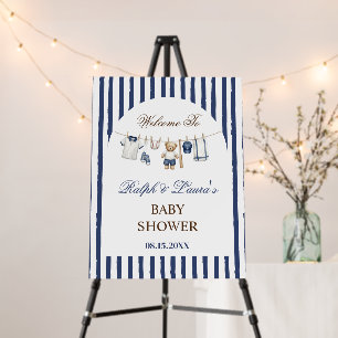 Baseball Bear Baby Shower Welcome Sign