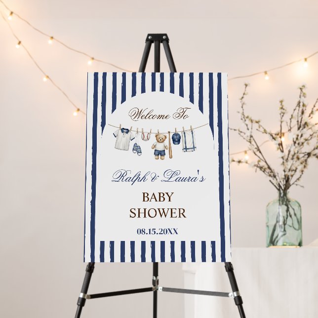 Baseball Bear Baby Shower Welcome Sign (In Situ (Stand))