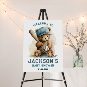 Baseball Bear Boy Personalized Welcome Baby Shower Foam Board