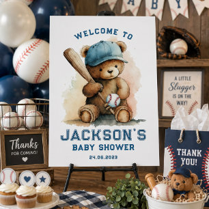 Baseball Bear Boy Personalized Welcome Baby Shower Foam Board
