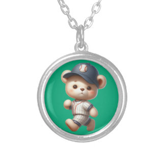 Baseball Bears 1 Silver Plated Necklace