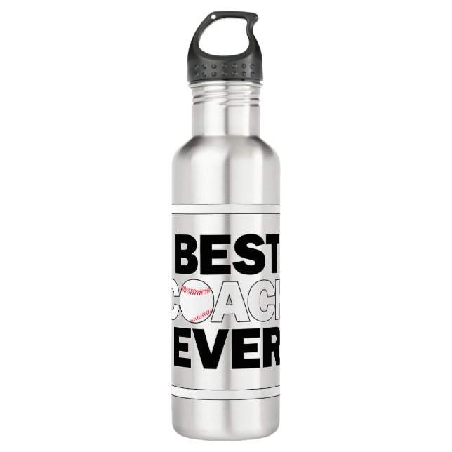 Baseball Best Coach Ever Sports Coaches Gift Idea Stainless Steel Water Bottle (Front)