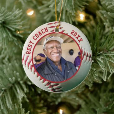 Baseball BEST COACH Photo Team Names Personalized Ceramic Ornament