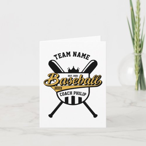 Baseball best coach thank you team player gift card