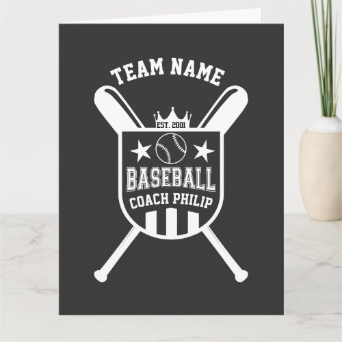 Baseball best coach thank you team player gift card