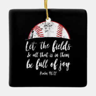 Baseball Bible Verse Cute Christian Psalm 96 Ceramic Ornament