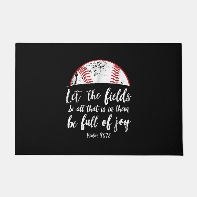 Baseball Bible Verse  Cute Christian Psalm 96 Doormat (Front)