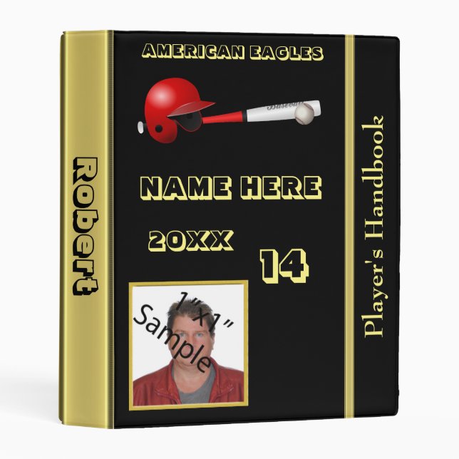 Baseball Binder with Player's Name And Picture (Front/Spine)