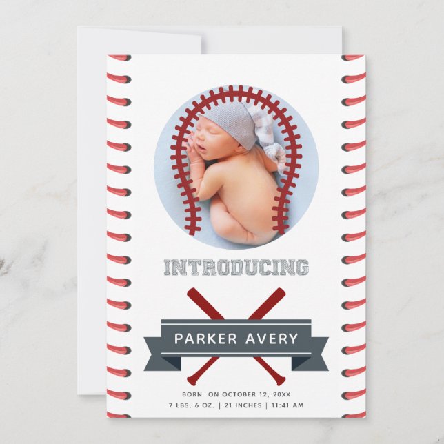 Baseball Birth Announcement (Front)