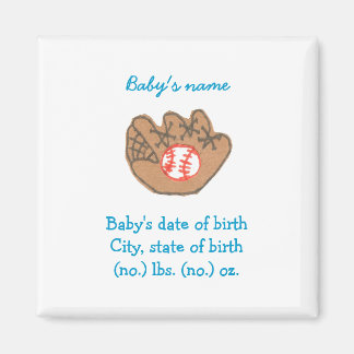 Baseball birth announcement / keepsake magnet