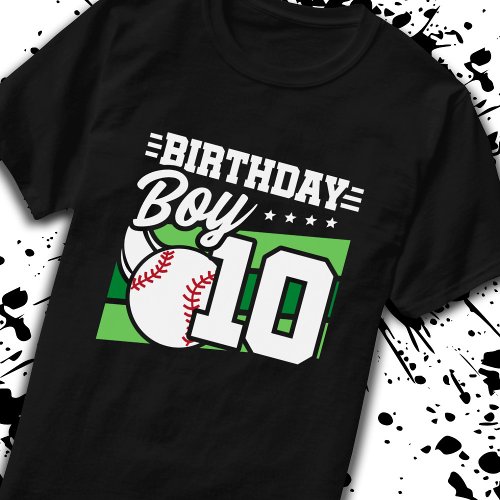 Baseball Birthday 10 Year Old Boy 10th Birthday T_Shirt