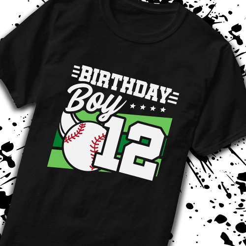 Baseball Birthday 12 Year Old Boy 12th Birthday T_Shirt