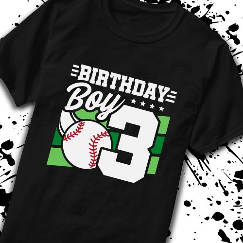 Baseball Birthday 3 Year Old Boy 3rd Birthday T_Shirt