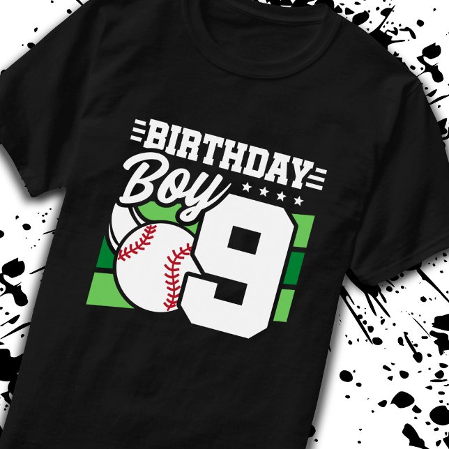 Baseball Birthday 9 Year Old Boy 9th Birthday T-Shirt (Creator Uploaded)