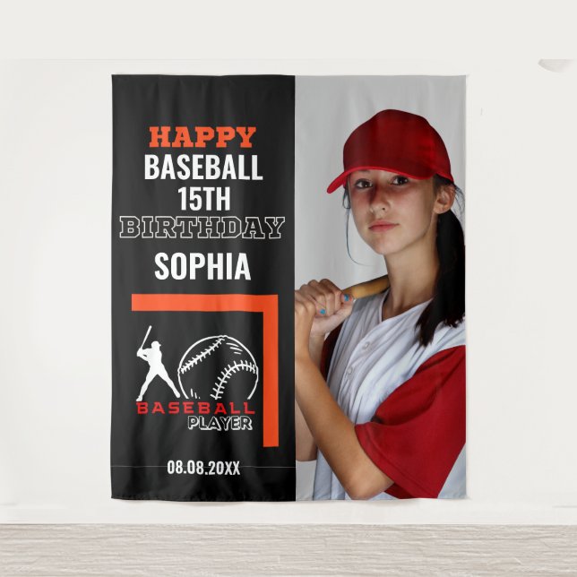 Baseball Birthday, Baseball Girl Player Backdrops (Front)