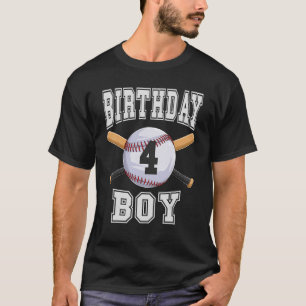 Baseball Birthday Boy 4 Year old 4th Birthday T-Shirt