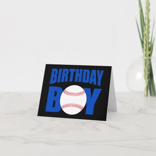 Baseball Birthday Boy Blue Baseball Player Party Card