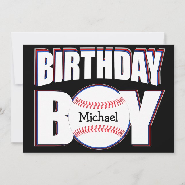 Baseball Birthday Boy Custom Baseball Player Name Card (Front)