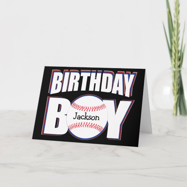Baseball Birthday Boy Custom Player Name Sports Card (Front)