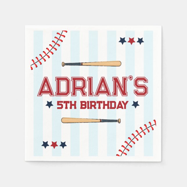 Baseball birthday boy  napkins (Front)