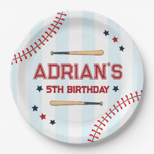 Baseball birthday boy paper plates