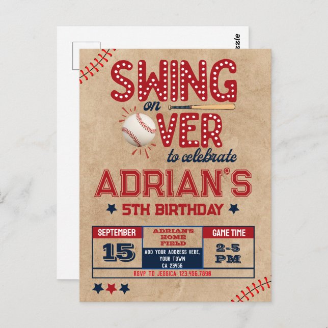Baseball birthday boy postcard (Front/Back)