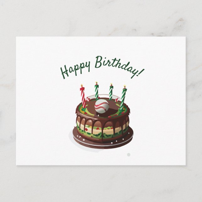 Baseball Birthday Cake Postcard (Front)