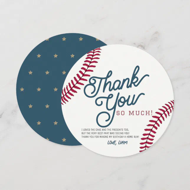 Baseball Birthday Circle Thank You Card | Zazzle