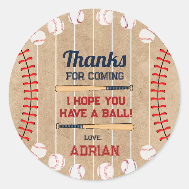 Baseball birthday classic round sticker | Zazzle