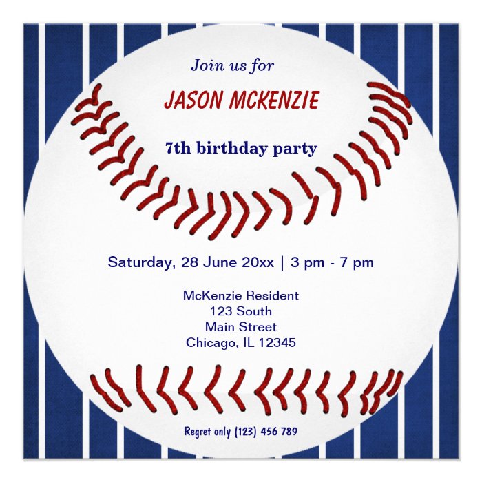 Baseball Birthday Custom Invite