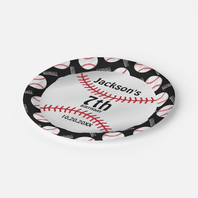 *Baseball Birthday Design | Personalize Paper Plates (Angled)