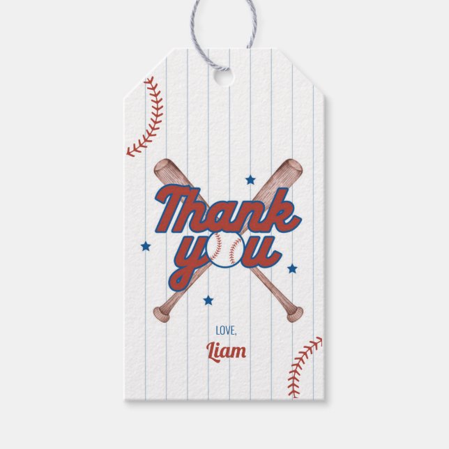 Baseball Birthday Favor Gift Tags (Front)
