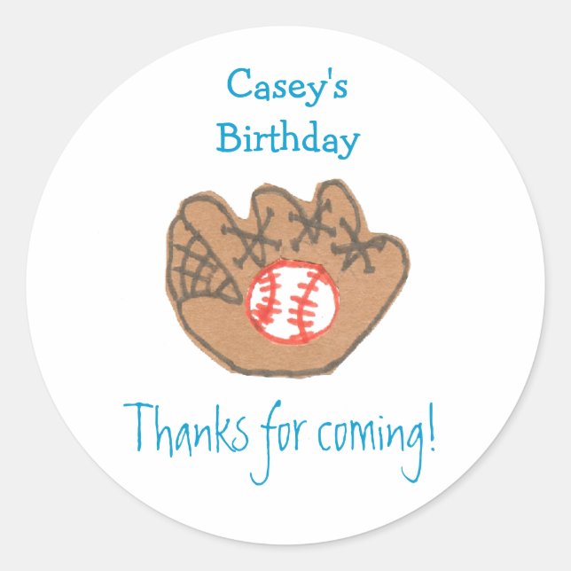 Baseball birthday favor label (Front)