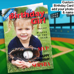 Baseball Birthday Girl / MVP Happy Birthday Card<br><div class="desc">Baseball softball Lover custom Happy Birthday Card for Girls.</div>
