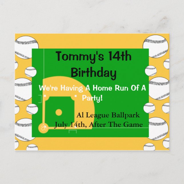 Baseball Birthday Invitation (Front)