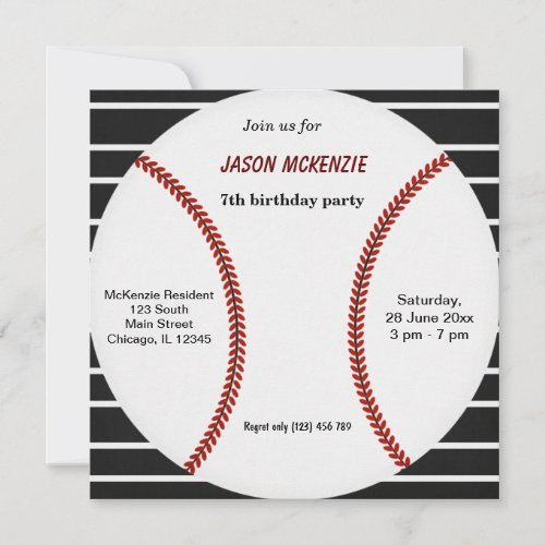 Baseball Birthday Custom Announcements