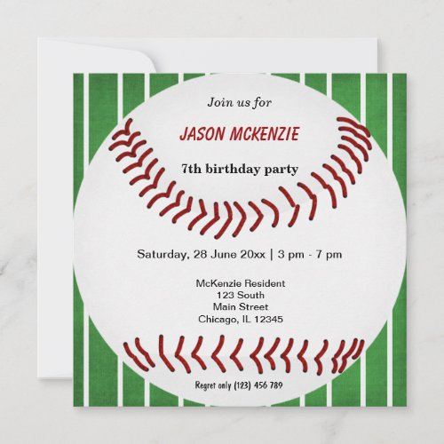 Baseball Birthday Invite