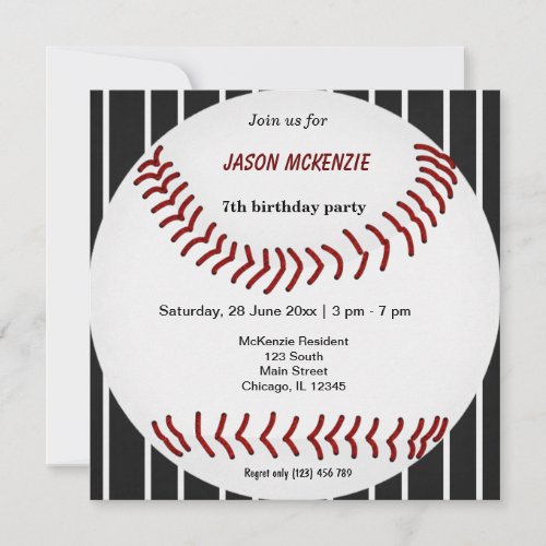 Baseball Birthday Personalized Invitations