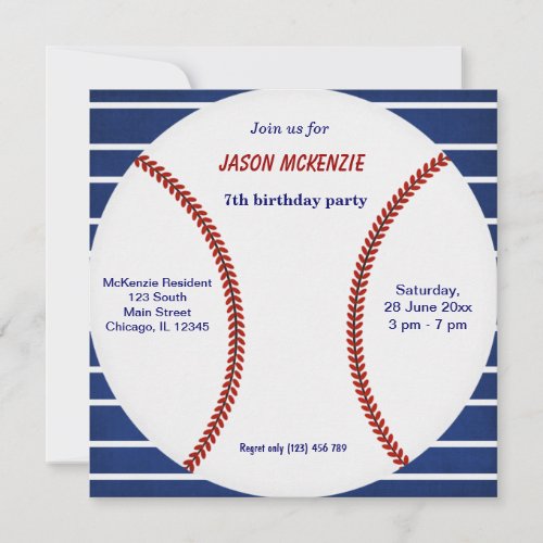 Baseball Birthday Personalized Invite