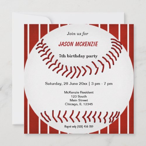 Baseball Birthday Personalized Announcements