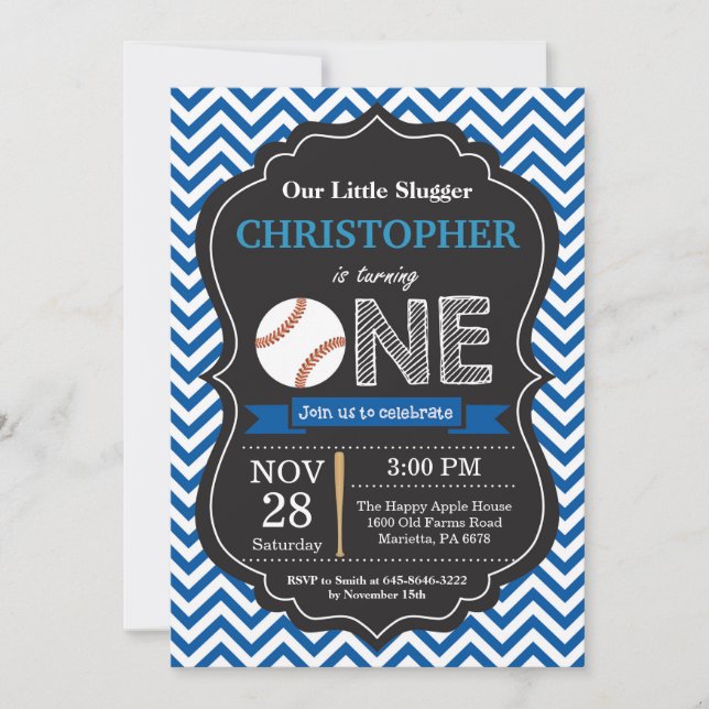Baseball Birthday Invitation 1st Birthday Party (Front)