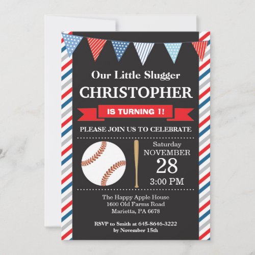 Baseball Birthday Invitation 1st Birthday Party