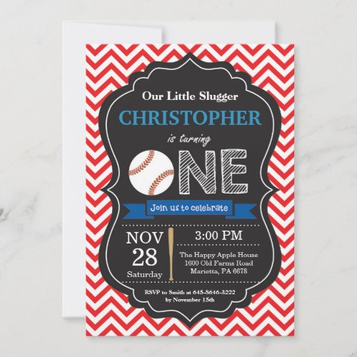 Baseball Birthday Invitation 1st Birthday Party