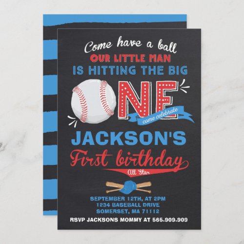 Baseball Birthday Invitation Baseball 1st Birthday