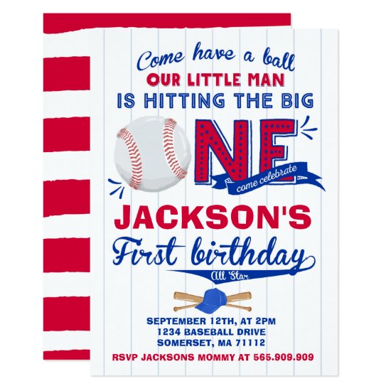 Baseball Birthday Invitation Baseball 1st Birthday