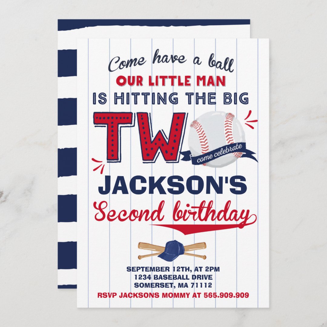 Baseball Birthday Invitation Baseball 2nd Birthday | Zazzle