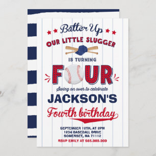 Baseball Birthday Invitation Baseball 4th Birthday