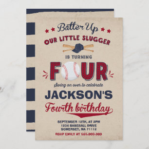 Baseball Birthday Invitation Baseball 4th Birthday