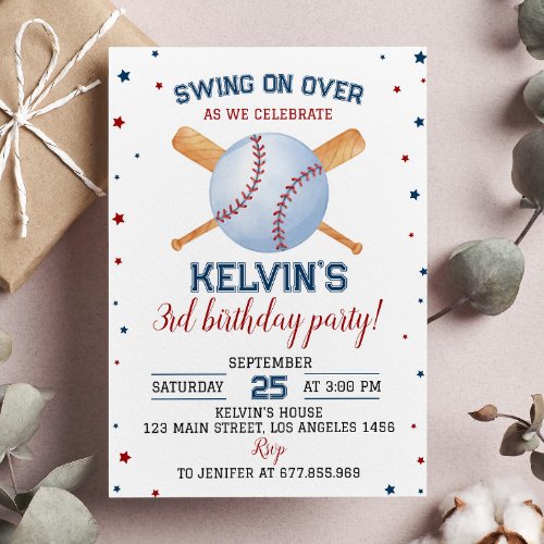 Baseball Birthday Invitation Batter Up